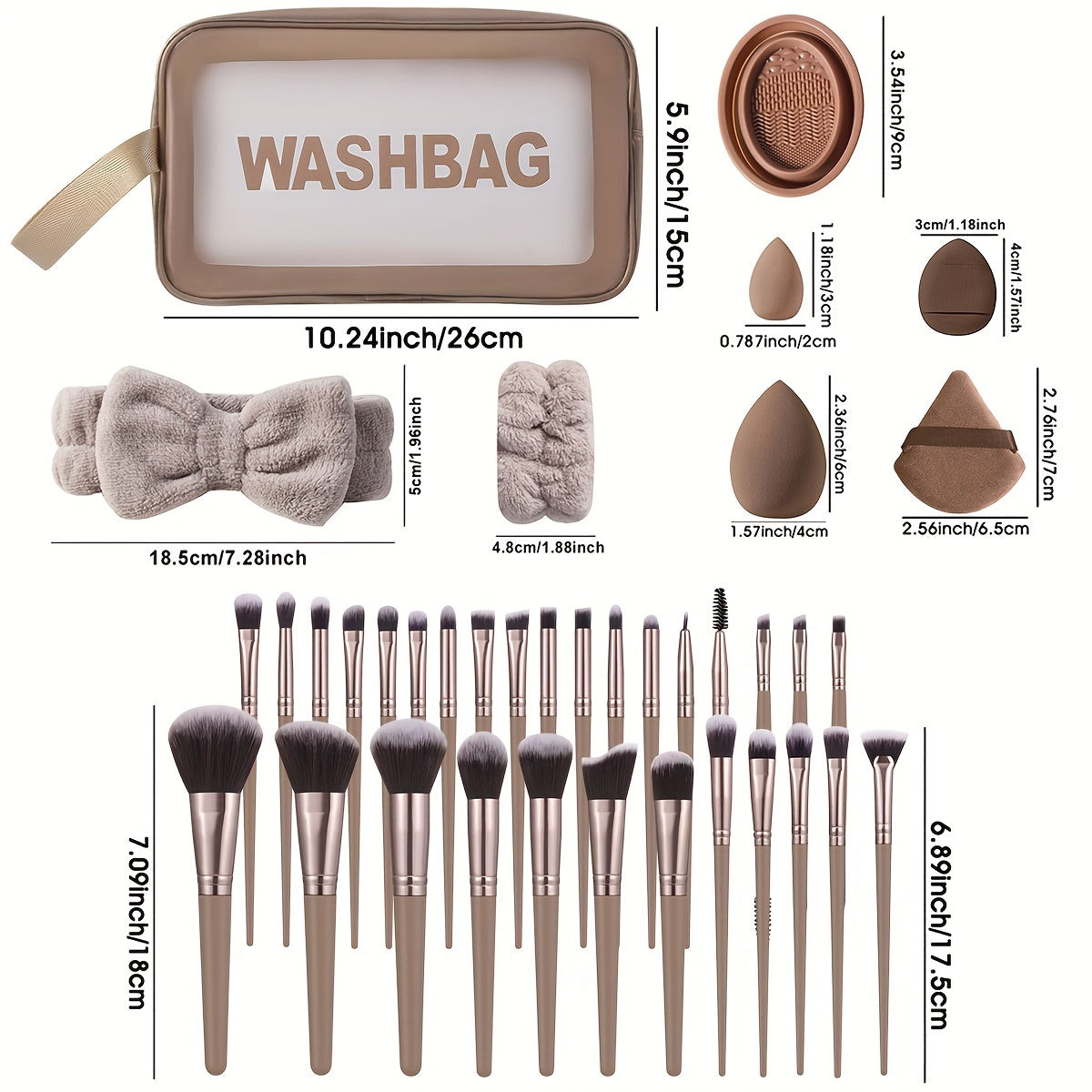 Coffee Makeup Brush Set with Sponges (55-Piece)-2