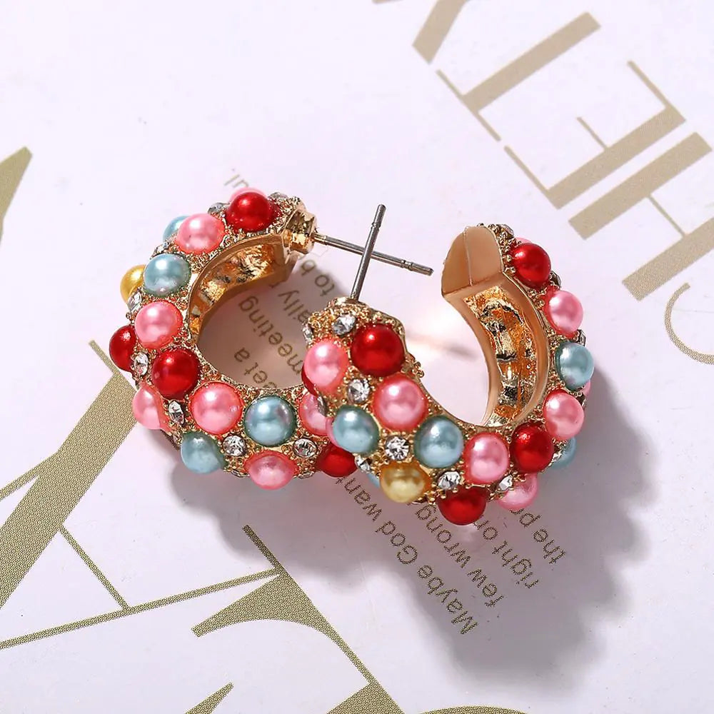 Zirconia Inlaid Pearl Earrings - Fashionable Kpop Style