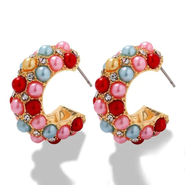 Zirconia Inlaid Pearl Earrings - Fashionable Kpop Style