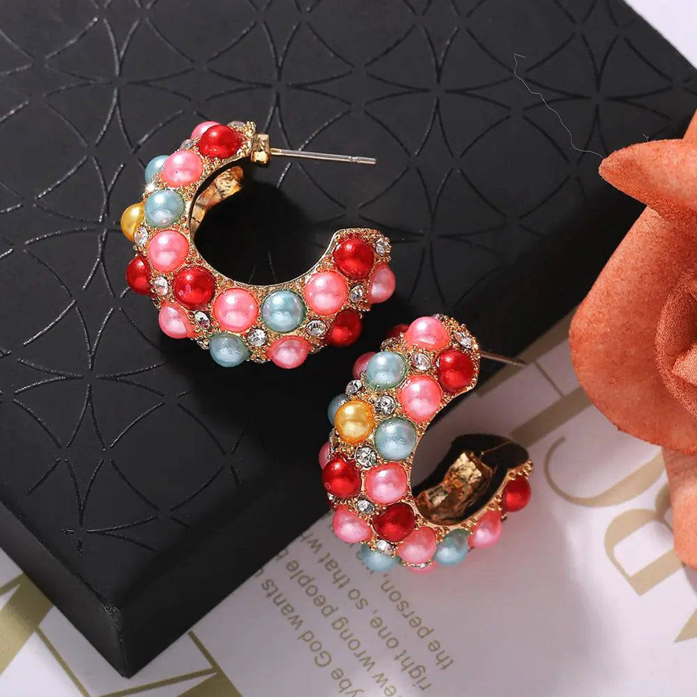 Zirconia Inlaid Pearl Earrings - Fashionable Kpop Style