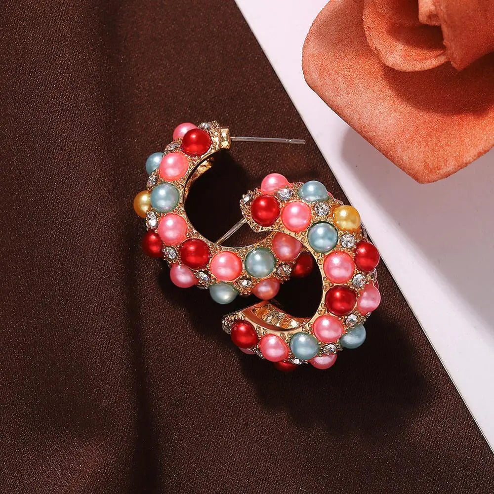 Zirconia Inlaid Pearl Earrings - Fashionable Kpop Style